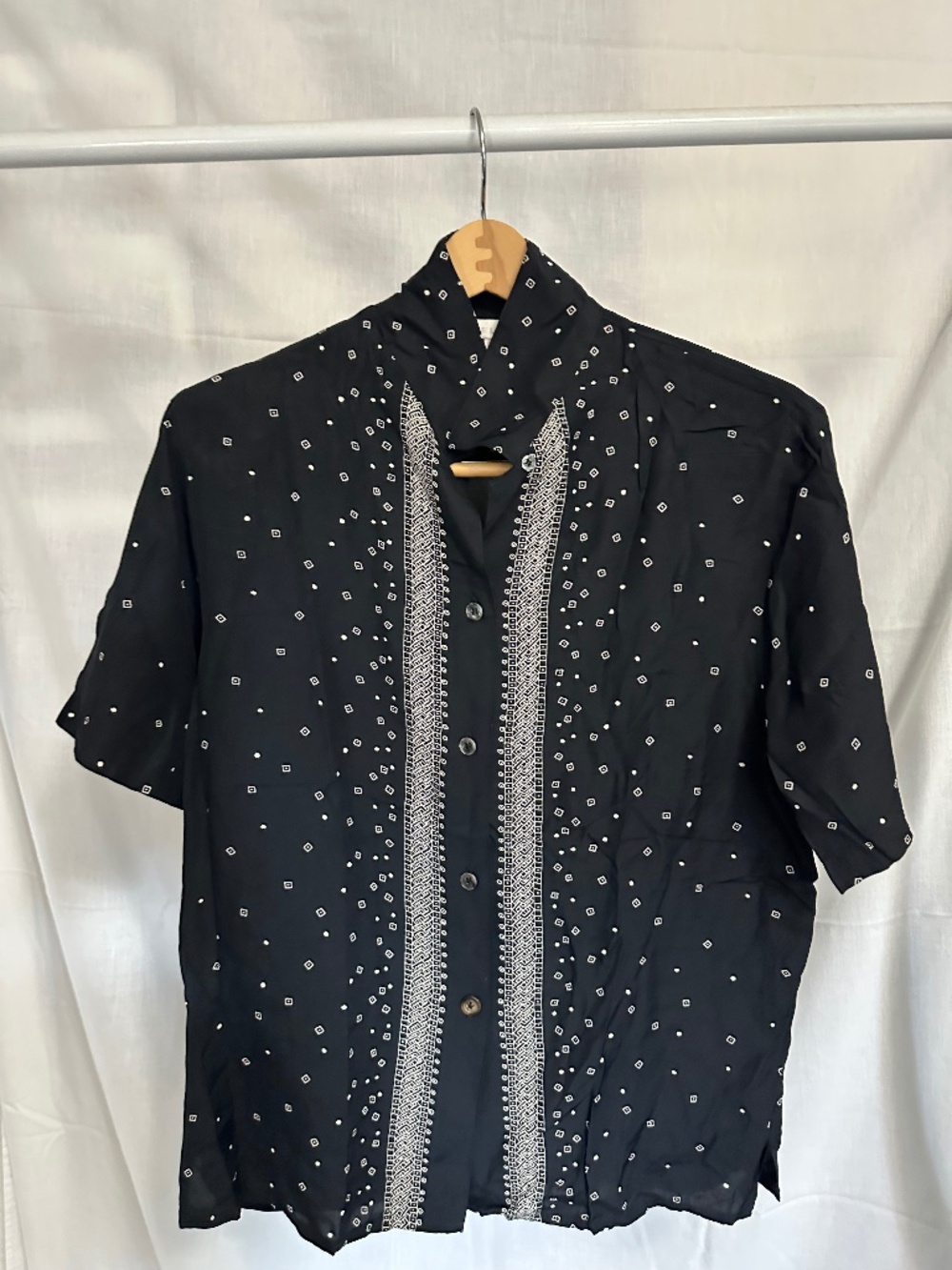 Vintage The Limited Black Sheer Button-Up Blouse Size M | Polka Dot Print